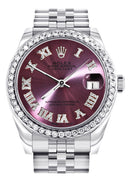Diamond Rolex Watch | Diamond Bezel | 31MM | Purple Roman Diamond Dial | Jubilee Band