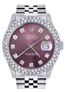 Mens Rolex Datejust Watch 16200 | 36Mm | Purple Dial | Two Row 4.25 Carat Bezel | Jubilee Band