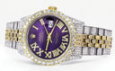 Iced Out Rolex Datejust 36 MM | Two Tone | 10 Carats of Diamonds | Purple Roman Diamond Dial