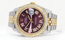 Womens Diamond Iced Out Rolex Datejust 41 | 25 Carats Of Diamonds | Purple Dial | Two Tone | Two Row | Jubilee Band