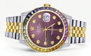 Diamond Gold Rolex Watch For Men 16233 | 36Mm | Rainbow Sapphire Bezel | Purple Dial | Jubilee Band