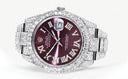 Diamond Iced Out Rolex Datejust 41 | 25 Carats Of Diamonds | Purple Roman Numeral Dial | Two Row | Oyster Band