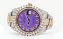 Diamond Iced Out Rolex Datejust 41 | 25 Carats Of Diamonds | Custom Purple Roman Numeral Diamond Dial | Two Tone | Oyster Band