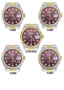 Diamond Rolex Datejust Watch for Men 16233 | 36Mm | Purple Dial | Oyster Band
