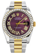 New Style | Gold & Steel Rolex Datejust Watch | 36Mm | Purple Roman Diamond Dial | Oyster Band