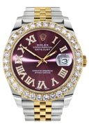 Rolex Datejust II Watch | 41 MM | 18K Yellow Gold & Stainless Steel | Custom Purple Roman Dial | Jubilee Band