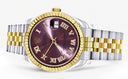 Diamond Gold Rolex Watch | Fluted Bezel | 31MM | Purple Roman Numeral Diamond Dial | Jubilee Band