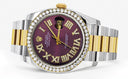New Style | Gold & Steel Rolex Datejust Watch | 36Mm | Purple Roman Diamond Dial | Oyster Band