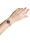 Diamond Gold Rolex Watch | Fluted Bezel | 31MM | Purple Roman Numeral Diamond Dial | Jubilee Band