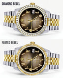 Gold & Steel Rolex Datejust Watch 16233 for Men  | 36Mm | Brown Arabic Diamond Dial | Jubilee Band