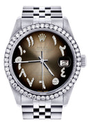 Diamond Mens Rolex Datejust Watch 16200 | 36Mm | Brown Arabic Diamond Dial | Jubilee Band