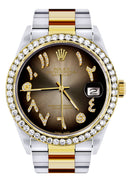 Gold & Steel Rolex Datejust Watch 16233 for Men | 36Mm | Brown Arabic Diamond Dial | Oyster Band