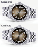 Diamond Mens Rolex Datejust Watch 16200 | 36Mm | Brown Arabic Diamond Dial | Jubilee Band