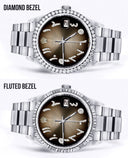 Diamond Mens Rolex Datejust Watch 16200 | 36Mm | Brown Arabic Diamond Dial | Oyster Band