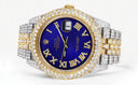 Diamond Iced Out Rolex Datejust 41 | 25 Carats Of Diamonds | Custom Royal Blue Roman Numeral Diamond Dial | Two Tone | Two Row | Jubilee Band