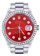 Diamond Mens Rolex Datejust Watch 16200 | 36Mm | Red Diamond Dial | Oyster Band