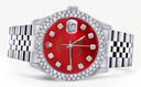 Womens Rolex Datejust Watch 16200 | 36Mm | Red Dial | Two Row 4.25 Carat Bezel | Jubilee Band