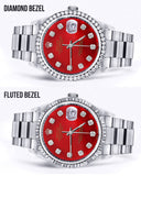 Diamond Mens Rolex Datejust Watch 16200 | 36Mm | Red Diamond Dial | Oyster Band