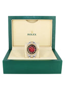 Diamond Iced Out Rolex Datejust 41 | 25 Carats Of Diamonds | Red Black Roman Numeral Dial | Two Tone | Two Row | Oyster Band