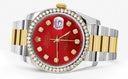 New Style | Diamond Gold Rolex Watch For Men | 36Mm | Red Dial | Oyster Band