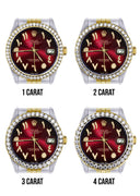 New Style | Hidden Clasp | Gold & Steel Rolex Datejust Watch | 36Mm | Red Black Arabic Diamond Dial | Jubilee Band