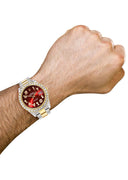 Rolex Datejust II Watch | 41 MM | 18K Yellow Gold & Stainless Steel | Custom Red Arabic Dial | Oyster Band