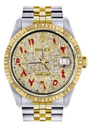 Mens Rolex Datejust Watch 16233 Two Tone | 36Mm | Diamond Red Arabic Numeral | Jubilee Band