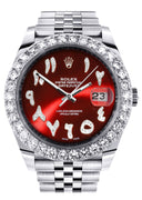 Rolex Datejust II Watch | 41 MM | Custom Red Arabic Diamond Dial | Jubilee Band