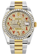 New Style | Diamond Gold Rolex Watch For Men | 36MM | Red Arabic Diamond Dial | Oyster Band