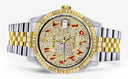 Mens Rolex Datejust Watch 16233 Two Tone | 36Mm | Diamond Red Arabic Numeral | Jubilee Band