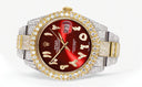 Diamond Iced Out Rolex Datejust 41 | 25 Carats Of Diamonds | Custom Red Arabic Numeral Diamond Dial | Two Tone | Two Row | Oyster Band