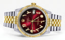 Mens Rolex Datejust Watch 16233 Two Tone | 36Mm | Red Black Arabic Dial | Jubilee Band