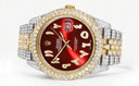 Diamond Iced Out Rolex Datejust 41 | 25 Carats Of Diamonds | Custom Red Arabic Numeral Diamond Dial | Two Tone | Two Row | Jubilee Band