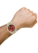 Rolex Datejust II Watch | 41 MM | 18K Yellow Gold & Stainless Steel | Custom Red Arabic Dial | Jubilee Band