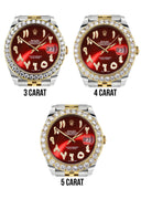 Rolex Datejust II Watch | 41 MM | 18K Yellow Gold & Stainless Steel | Custom Red Arabic Dial | Jubilee Band