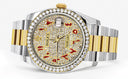 New Style | Diamond Gold Rolex Watch For Men | 36MM | Red Arabic Diamond Dial | Oyster Band