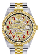 Womens Rolex Datejust Watch 16233 Two Tone | 36Mm | Diamond Red Arabic Numeral | Fluted Bezel | Jubilee Band