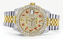 Diamond Gold Rolex Watch For Men 16233 | 36Mm | Custom Red Arabic Full Diamond Dial | Two Row 4.25 Carat Bezel | Jubilee Band