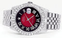Iced Out Rolex Datejust 36 MM | Stainless Steel | 16.5 Carats of Diamonds | Red Black Roman Diamond Dial | Jubilee Band | Model 116200