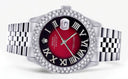 Womens Rolex Datejust Watch 16200 | 36Mm | Red Black Roman Numeral Dial | Two Row 4.25 Carat Bezel | Jubilee Band