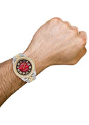 Diamond Iced Out Rolex Datejust 41 | 25 Carats Of Diamonds | Red Black Dial | Two Tone | Two Row | Jubilee Band