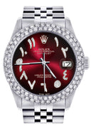 Womens Rolex Datejust Watch 16200 | 36Mm | Red Black Arabic Diamond Dial | Two Row 4.25 Carat Bezel | Jubilee Band