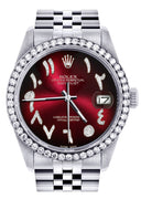 Diamond Mens Rolex Datejust Watch 16200 | 36Mm | Red Black Arabic Diamond Dial | Jubilee Band