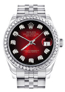 Diamond Rolex Watch | Diamond Bezel | 31MM | Red Black Diamond Dial | Jubilee Band