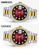 Gold Rolex Datejust Watch 16233 for Men | 36Mm | Red Dial | Oyster Band