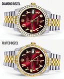 Gold & Steel Rolex Datejust Watch 16233 for Men  | 36Mm | Red Black Arabic Diamond Dial | Jubilee Band