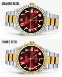 Gold & Steel Rolex Datejust Watch 16233 for Men | 36Mm | Red Black Arabic Diamond Dial | Oyster Band