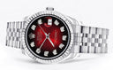Diamond Rolex Watch | Fluted Bezel | 31MM | Red Black Diamond Dial | Jubilee Band