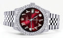 Mens Rolex Datejust Watch 16200 | 36Mm | Red Black Arabic Diamond Dial | Two Row 4.25 Carat Bezel | Jubilee Band