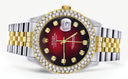 Diamond Gold Rolex Watch For Women 16233 | 36Mm | Custom Red Black Dial | Two Row 4.25 Carat Bezel | Jubilee Band
